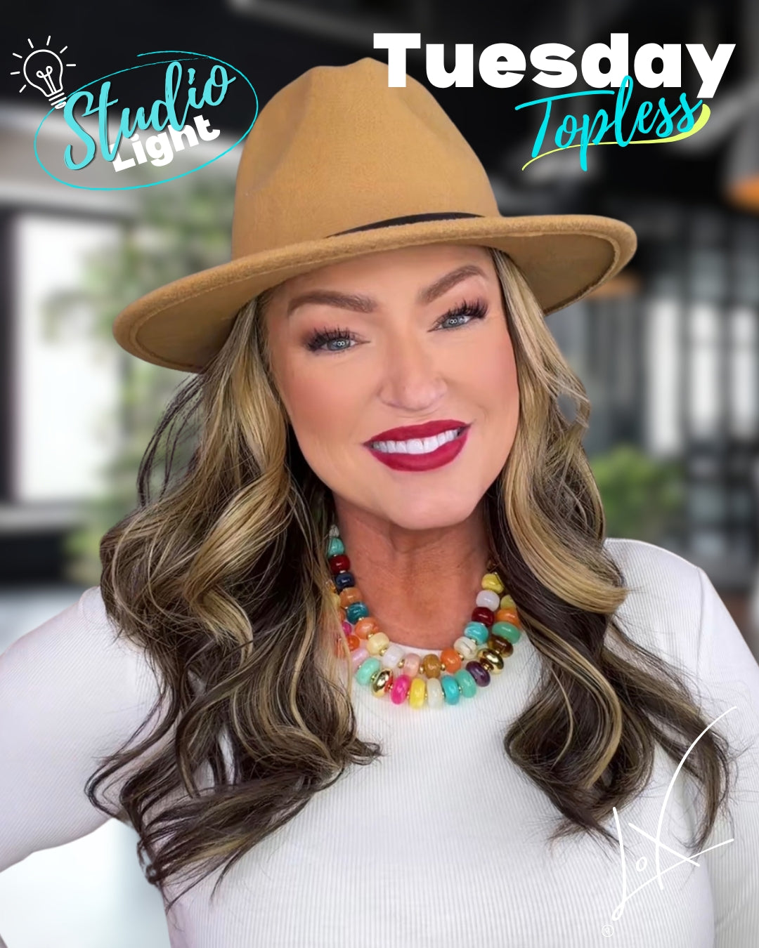 *Topless Tuesday Safari Sunset Brunette (Hat Wig)