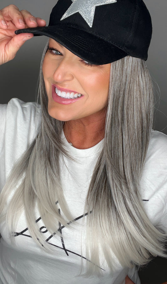 Topless Beach White Sands Long  (Hat Wig)